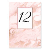 Rose Gold Marbled Wedding Tischnummer Card (Rückseite)