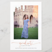 Rose Gold Marmor Abschluss Ankündigung (Vorderseite)