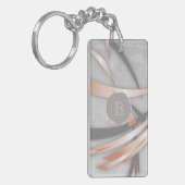 Rose Gold Marmor Abstrakt Art Monogram Schlüsselanhänger (Vorderseite links)
