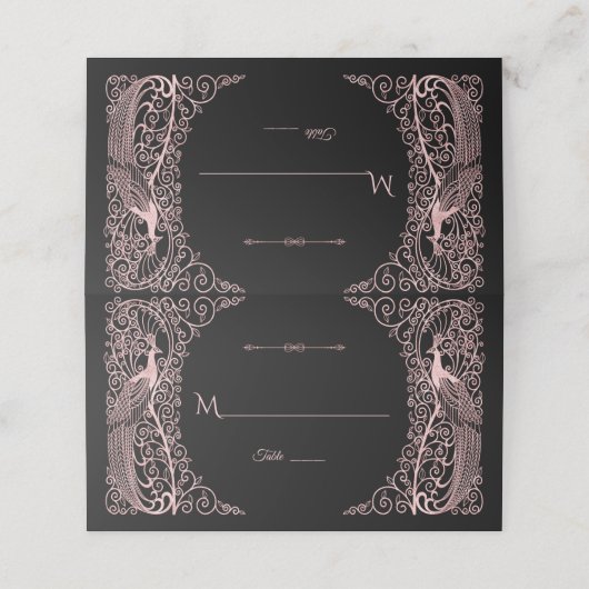 Rose Gold Marmor Art Deco Frieden Save the Date Platzkarte (Außenseite Aufgefaltet)