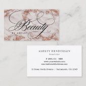 Rose Gold Marmor Beauty Visitenkarte (Vorne/Hinten)