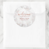 Rose-Gold-Marmor & Begrüßung moderne Typografie Runder Aufkleber (Tasche)