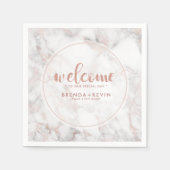 Rose-Gold-Marmor Begrüßungstafel Serviette (Vorderseite)