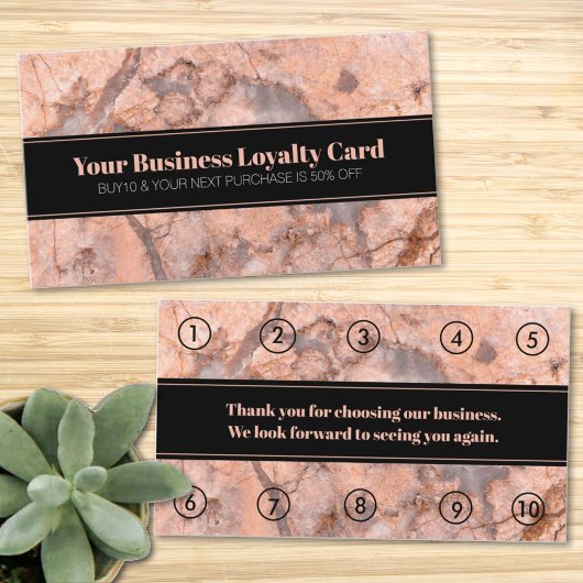 Rose Gold Marmor Business Loyalty Punch Card Terminkarte
