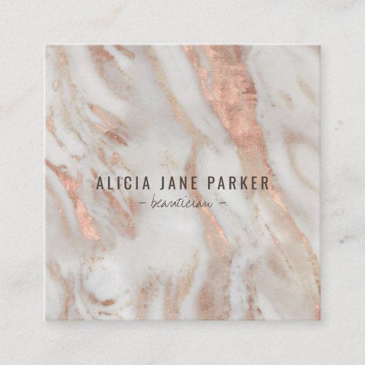 Rose Gold Marmor einzigartig elegant beruflich Quadratische Visitenkarte (Vorderseite)