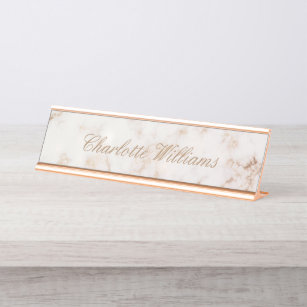 Rose Gold Marmor elegante Schreibtischmarke Schreibtischnamensplakette