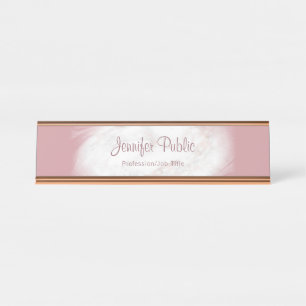 Rose Gold Marmor Elegantes Template Beruflich Schreibtischnamensplakette