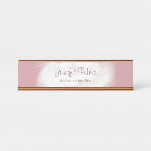 Rose Gold Marmor Elegantes Template Beruflich Schreibtischnamensplakette (Vorderseite )