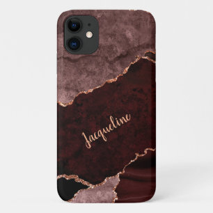 Rose Gold Marmor Geode Burgund Rosa Modern Name Case-Mate iPhone Hülle