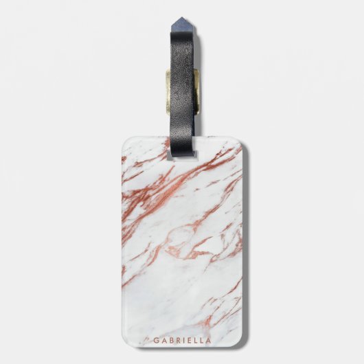 Rose Gold Marmor Gepäckanhänger (Rückseite vertikal)