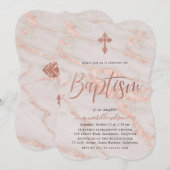 Rose Gold Marmor Girl Taufe Einladung (Vorne/Hinten)