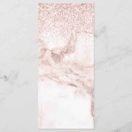 Rose Gold Marmor Glitzer Elegante Hochzeit Menükarte (Rückseite)