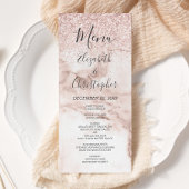 Rose Gold Marmor Glitzer Elegante Hochzeit Menükarte