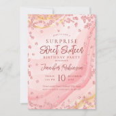 Rose Gold Marmor Glitzer Foto ÜBERRASCHUNG Süß 16 Einladung (Vorderseite)