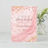 Rose Gold Marmor Glitzer Foto ÜBERRASCHUNG Süß 16 Einladung (Stehend Vorderseite)