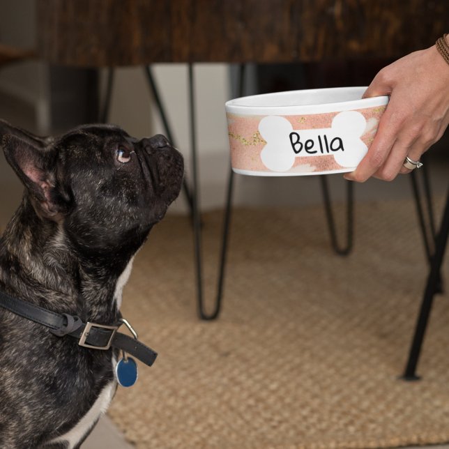 Rose Gold Marmor Haustier Katze Personalisiert Napf (Von Creator hochgeladen)