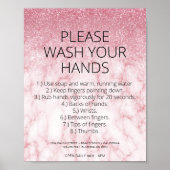 Rose Gold Marmor Health Safety Glitzer Friseur Sal Poster (Vorne)