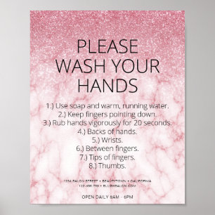 Rose Gold Marmor Health Safety Glitzer Friseur Sal Poster