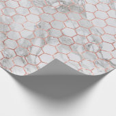 Rose Gold Marmor Hex Wrapping Paper Geschenkwrap Geschenkpapier (Ecke)