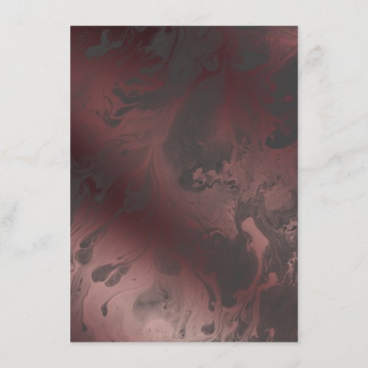 Rose Gold Marmor Hochzeitsdetails über dunkelgrau Begleitkarte (Rückseite)