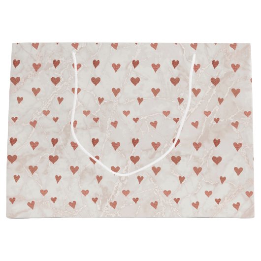 Rose Gold Marmor Hörbeutel Große Geschenktüte (Vorderseite)