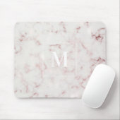 Rose Gold Marmor individuelles Monogramm Mousepad (Mit Mouse)