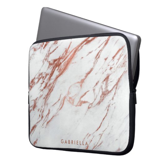 Rose Gold Marmor Laptopschutzhülle (Vorderseite Links)
