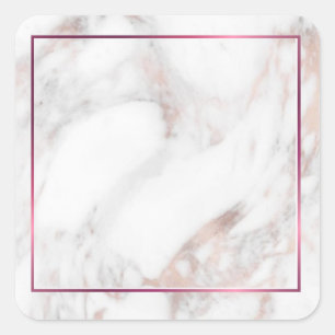 Rose Gold Marmor Leer Vorlage Benutzerdefiniert Mo Quadratischer Aufkleber