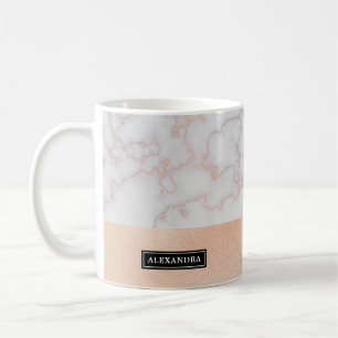 Rose Gold Marmor Look Name Kaffeemaschine Tasse