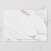 Rose Gold Marmor Luxus moderne Hochzeitsempfang Begleitkarte (Rückseite)