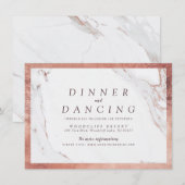 Rose Gold Marmor Luxus moderne Hochzeitsempfang Begleitkarte (Vorne/Hinten)