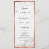 Rose Gold Marmor Luxus moderne Hochzeitsfeier Programm (Vorderseite)