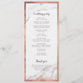 Rose Gold Marmor Luxus moderne Hochzeitsfeier Programm (Rückseite)