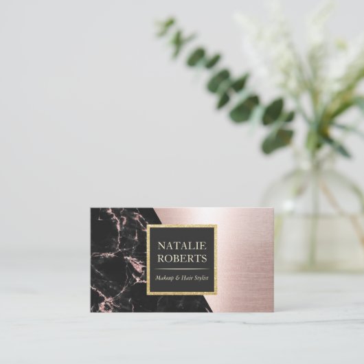 Rose Gold Marmor Makeup Artist Salon WELLNESS-CENT Visitenkarte (Stehend Vorderseite)