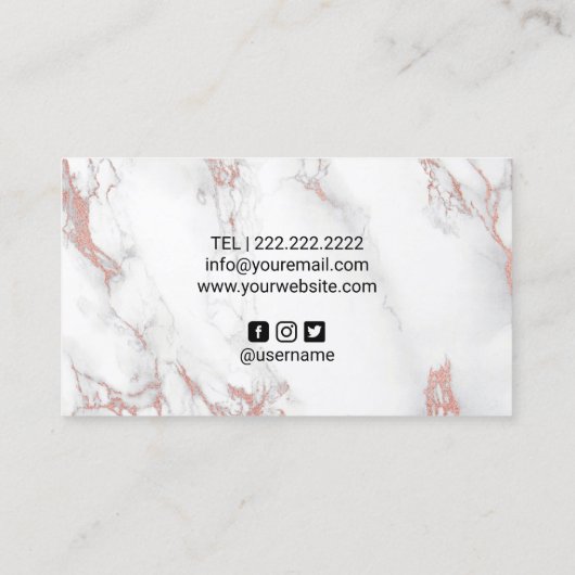 Rose Gold Marmor Makeup Künstlertrappe Stylist Sal Visitenkarte (Rückseite)