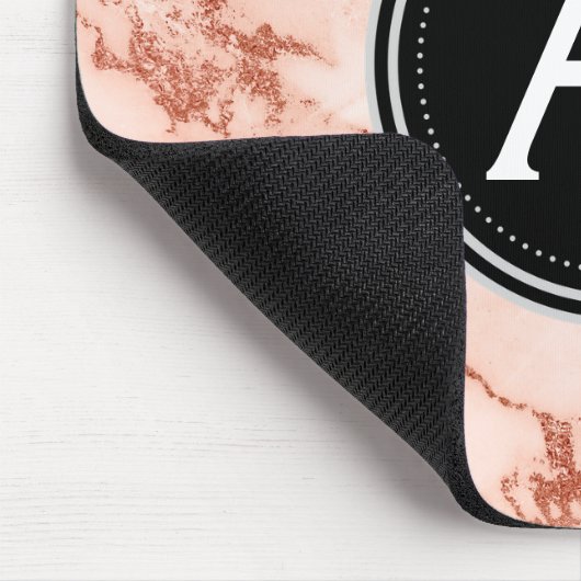 Rose Gold Marmor Mit Monogramm Modern Mouse Pad Mousepad (Ecke)