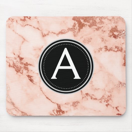 Rose Gold Marmor Mit Monogramm Modern Mouse Pad Mousepad (Vorne)