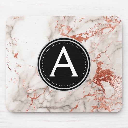 Rose Gold Marmor Mit Monogramm Modern Mouse Pad Mousepad (Vorne)