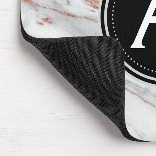 Rose Gold Marmor Mit Monogramm Modern Mouse Pad Mousepad (Ecke)