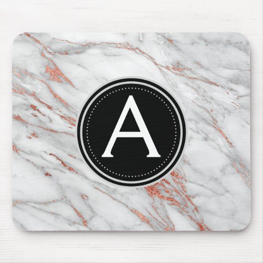 Rose Gold Marmor Mit Monogramm Modern Mouse Pad Mousepad (Vorne)