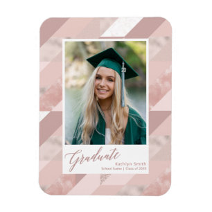 Rose Gold Marmor Moderner Abschluss Girl Foto Magnet