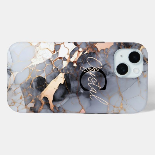 Rose Gold Marmor Monogram Custom Case-Mate iPhone Hülle (Rückseite (Horizontal))