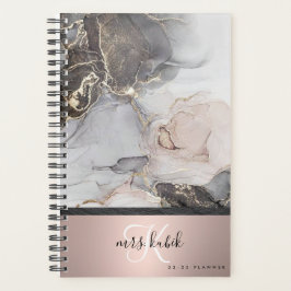 Rose Gold & Marmor Monogram Lehrer Planner Planer