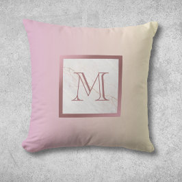 Rose Gold Marmor Monogram Pink Ombre Kissen