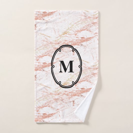 Rose Gold-Marmor-Monogramm Badhandtuch Set (Handtuch)