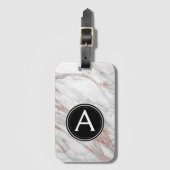 Rose Gold-Marmor-Monogramm-Gepäcktasche Gepäckanhänger (Vorderseite Vertikal)