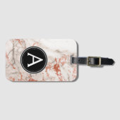 Rose Gold-Marmor-Monogramm-Gepäcktasche Gepäckanhänger (Vorderseite (Horizontal))