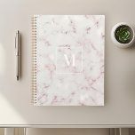 Rose Gold-Marmor-Monogramm Planer<br><div class="desc">Maßgeschneidertes Planerheft mit moderner,  stilvoller Rose aus Gold und rosa Marmor mit personalisiertem Monogramm.</div>