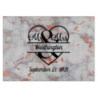 Rose Gold Marmor Mr. und Mrs. Heart Wedding Gesche