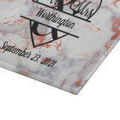 Rose Gold Marmor Mr. und Mrs. Heart Wedding Gesche Schneidebrett (Ecke)